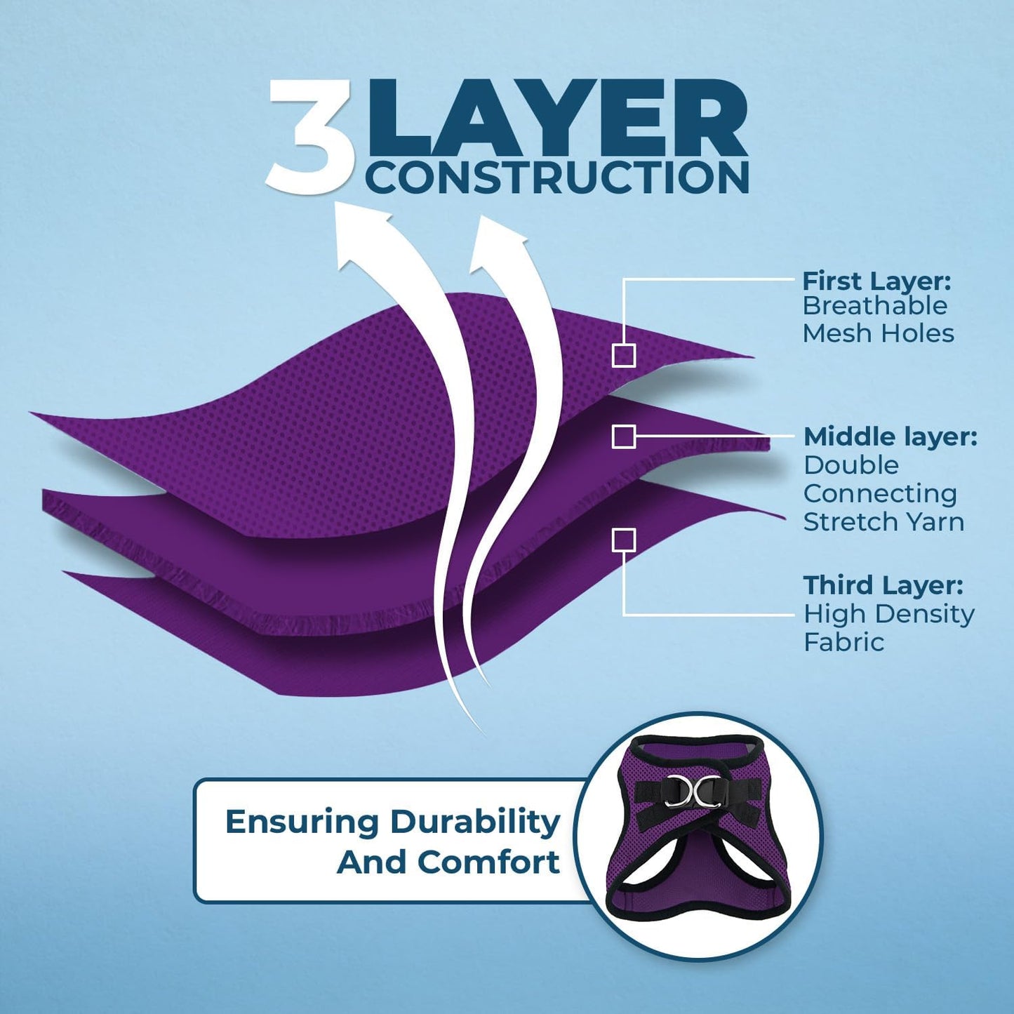 Best Pet Supplies Voyager Step-in Air Harness - All Weather Mesh, Reflective, No Pull Harness for Dogs, Cats - Secure with Hook & Loop Fastener, Buckle, Double D-Rings - Purple/Black Trim, XXS