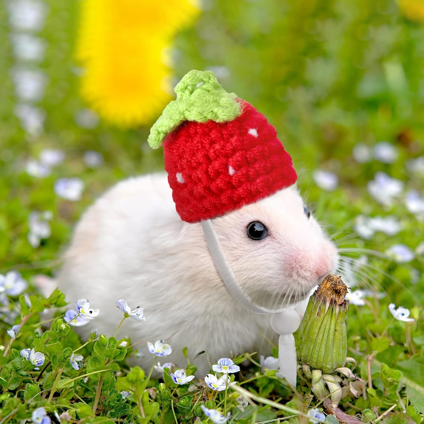 Kajaia 10 Pcs Hamster Hat Small Animals Cute Tiny Hat Mini Hand Knitted Hats for Snakes Pets Bearded Dragon Guinea Pig Bunny Costume Accessories Easter Holiday Parties(Cute Style)