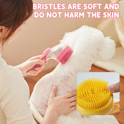 Pet Bath Brush,Dog Shampoo Brush Bubble Maker,New 2 in 1 Dog Bath Brush with Built-in Shampoo Dispenser,Bathing Dog Grooming Massage Brush for Showering Long and Short Haired Dogs and Cats(yellow)