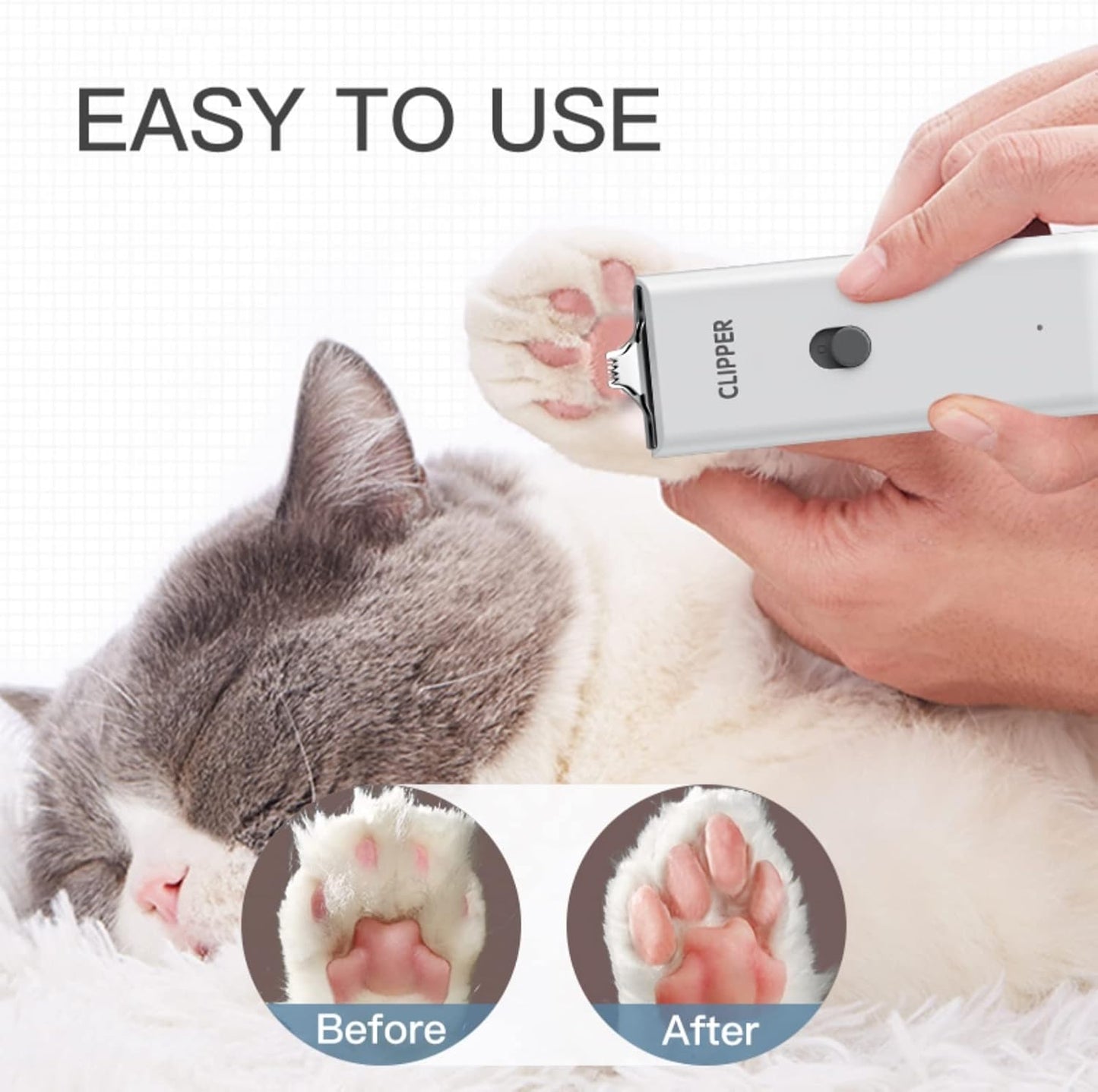 2-in-1 Professional Dog Grooming Kit - Low Noise, Waterproof, USB Rechargeable, and Safe Ceramic Blade - Gift for Dogs and Cats (White)