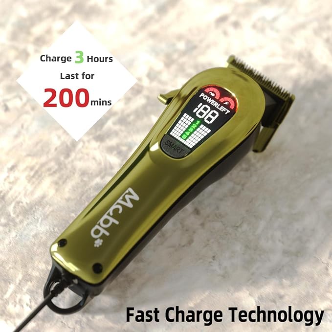 MCBB Dog Clippers - 5-Mode Heavy-Duty Grooming Kit With LED Display, Rechargeable, Auxiliary Light, Low Noise, Cordless Pet Tool