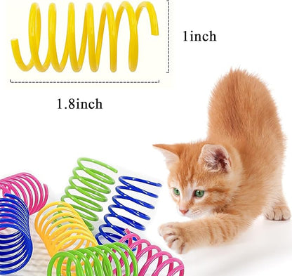 Cat Spring Toys, Bouncy Coil Kitty Cats Spiral Spring Toy for Indoor Cats Heavy Interactive Cat Toys Springy Chew Toys Colorful Springs Cat Toy for Biting, Swatting, Hunting Entertainment Kitten Toys