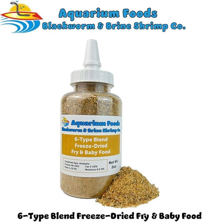 Aquatic Foods Inc. 6-Type Baby Blend- Bloodworm, Brine Shrimp, Plankton, Mysis, Tubifex, Krill, for Tropical Fish Fry, Babies, Guppies, Tetras, Bettas, Nano Fish…2oz Squeeze Bottle