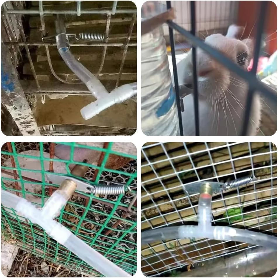 Automatic Rabbit Waterer Drinker 30Sets for Poultry Guinea Pig Ferret Rats Rodent Bunny Watering System(White)