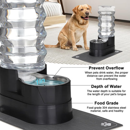 RIZZARI Dog Water Dispenser Bowl: 9L Large Black Automatic Stainless Steel Pet Feeder - for Dogs Good for Joint Health - Garden Garage