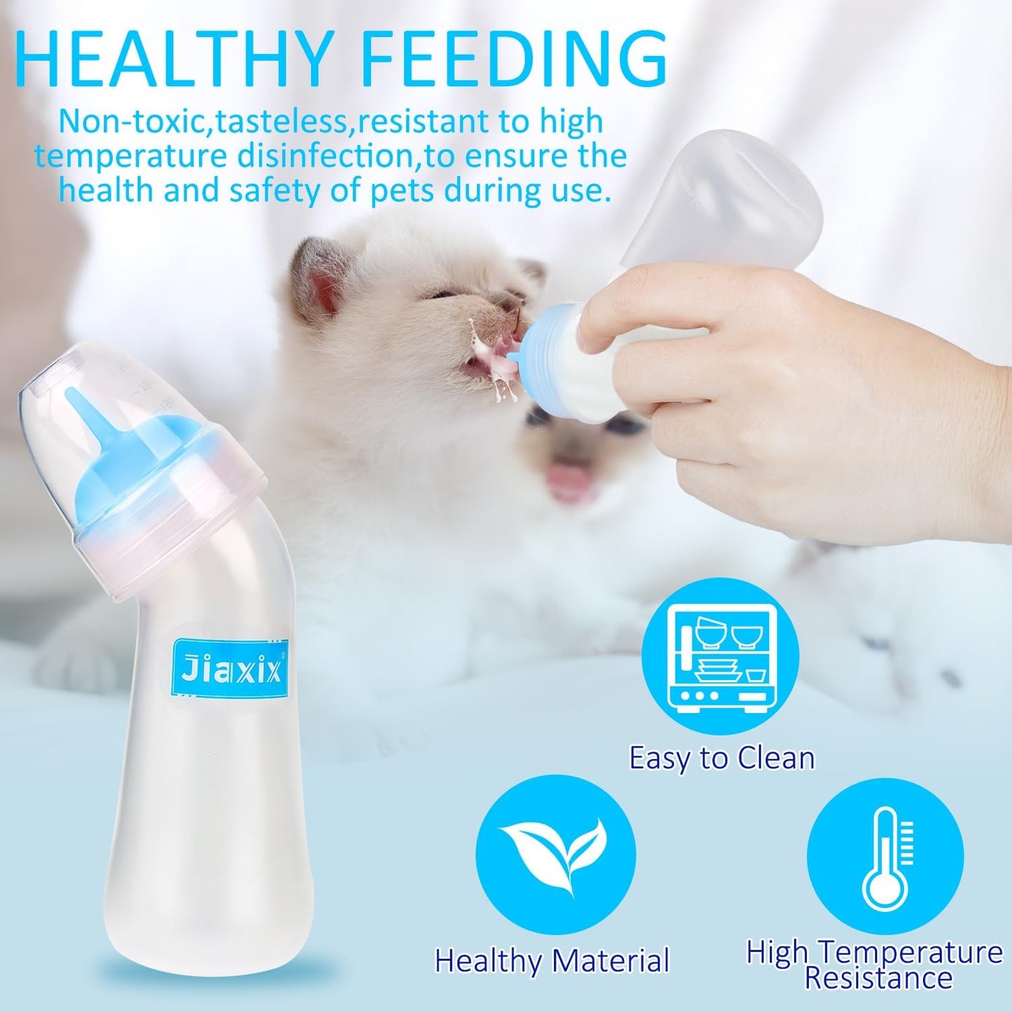 Pet Nursing Bottle Kit for Kitten Puppy,90mlCat Bottle Feeding Kit Nipple Kittens Syringe for Small Cat Dog Newborn Kitten Puppys Rabbits Squirrel Animals (Blue)