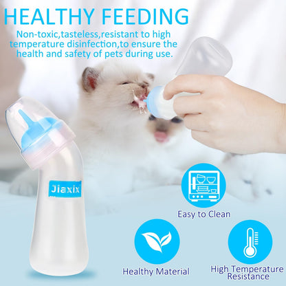 Pet Nursing Bottle Kit for Kitten Puppy,90mlCat Bottle Feeding Kit Nipple Kittens Syringe for Small Cat Dog Newborn Kitten Puppys Rabbits Squirrel Animals (Blue)