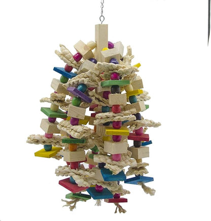 EBaokuup Large Parrot Chewing Toy - Bird Parrot Blocks Knots Tearing Toy Bird Cage Bite Toy for African Grey, Macaws Cockatoos, and a Variety of Amazon Parrots (Large)