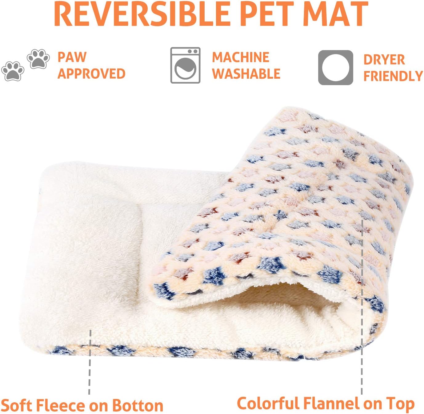 Mora Pets Dog Crate Pad - Ultra Soft Pet Bed With Cute Star Print, Washable Mat for Large Medium Small Dogs, Reversible Fleece Kennel Liner, Cat Bed 21 x 12 Inch Brown