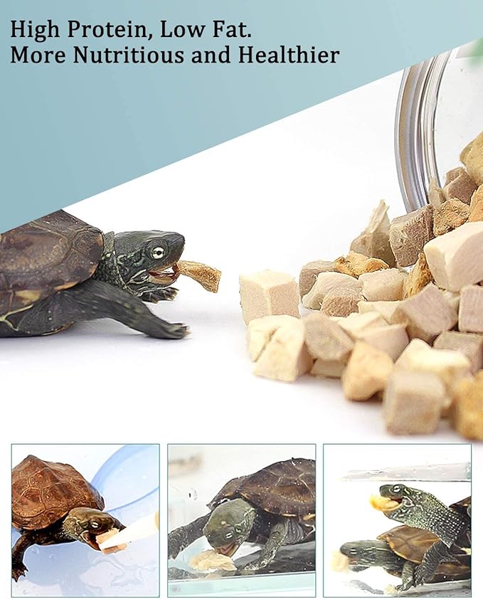 3 in 1 Meat Turtle Food - Chicken & Duck & Fish Meat Natural Freeze Dried Human-Grade Turtle Treats (8 OZ)