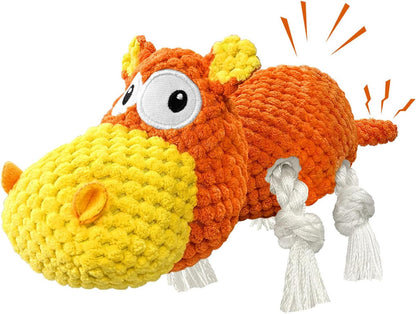 Squeaky Dog Toys - Cute Soft Plush Dog Toys for Large, Medium, Small Dogs and Puppies to Keep Them Busy (Orange, Medium)