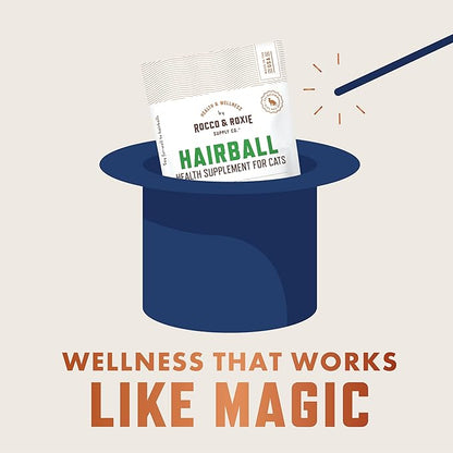 Rocco & Roxie Hairball Treatment for Cats, Cat Hairball Remedy, Crunchy Treats for Cats with a Creamy Center, Furball Control, Chicken Flavored Hair Ball Relief for Cat, Made in USA, Over 300 Chews