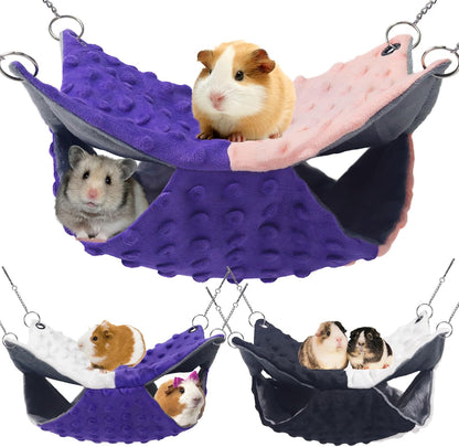 3 Pcs Guinea Pig Hammock, Rat Ferret Hamster Hanging Hammock Guinea Pig Accessories for Small Animals Chinchilla Parrot Sugar Glider Ferret Squirrel (11"×11")
