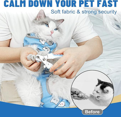 Supet Cat Grooming Hammock, Self-Adherent Cat Wrap for Cutting Nails, Anti-Escape Calming Wrap for Medicine, Nail Clipping, Teeth Brushing, Ear Cleaning