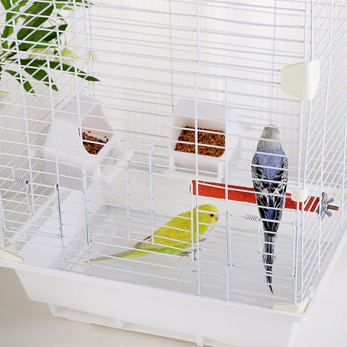 IBWell 2 Pack Bird Water Bowl Clear Bird Food Container Bird Cage Feeder No Mess Bird Feeder for Cage Parakeet Feeder with Perch