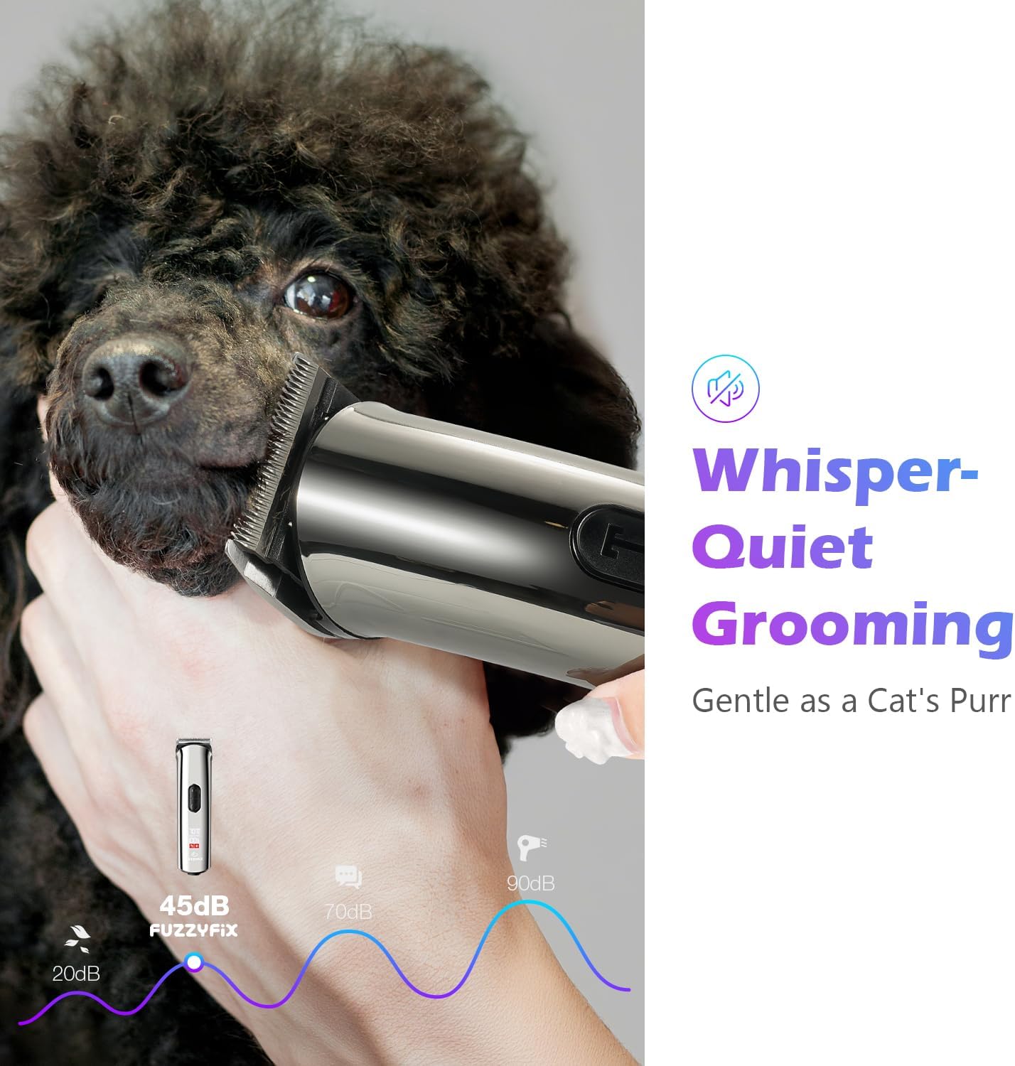 Professional Dog Grooming Clippers with Charging Dock, 5-in-1 Adjustable Blade Cordless Pet Grooming Kit 5 Speed Rechargeable Trimmer Hair Shaver with Detachable Guide Combs for Animal Horse