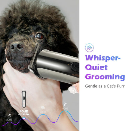 Professional Dog Grooming Clippers with Charging Dock, 5-in-1 Adjustable Blade Cordless Pet Grooming Kit 5 Speed Rechargeable Trimmer Hair Shaver with Detachable Guide Combs for Animal Horse
