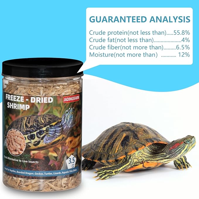 3.5 Oz Freeze Dried River Shrimp Turtle Food, Shrimp for Turtle, Nutrient Rich Treat for Reptiles, Sugar Gliders, Hedgehogs, Tropical Fish