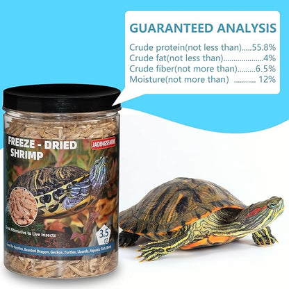 3.5 Oz Freeze Dried River Shrimp Turtle Food, Shrimp for Turtle, Nutrient Rich Treat for Reptiles, Sugar Gliders, Hedgehogs, Tropical Fish