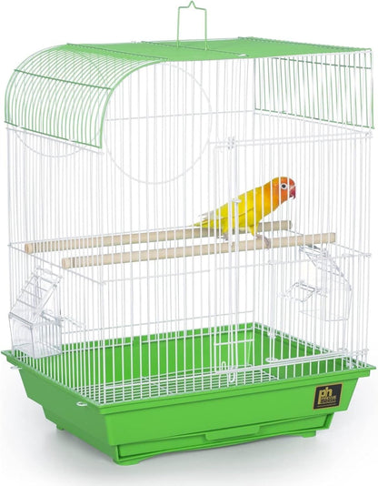 Rustic Retreat Top Bird Cage with Durable Metal Construction, Spacious Interior, and Convenient Top Access Lime Green/Flat Top
