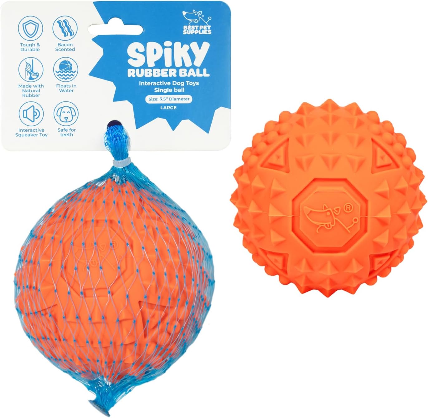 Best Pet Supplies Squeaky Dog Toys with Soft Durable Fabric for Small, Medium and Large Pets Interactive Toy for Indoor Play, Supports Active Biting and Play - Orange (L:3.5")