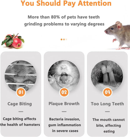 Apple Branch Rabbit Chew Toys: 2 Pcs Chewing Sticks for Guinea, Hamsters, Pigs, Bunnies, Chinchillas, Small Pets - Wooden Molar Teeth Grinding Treats for Rodents