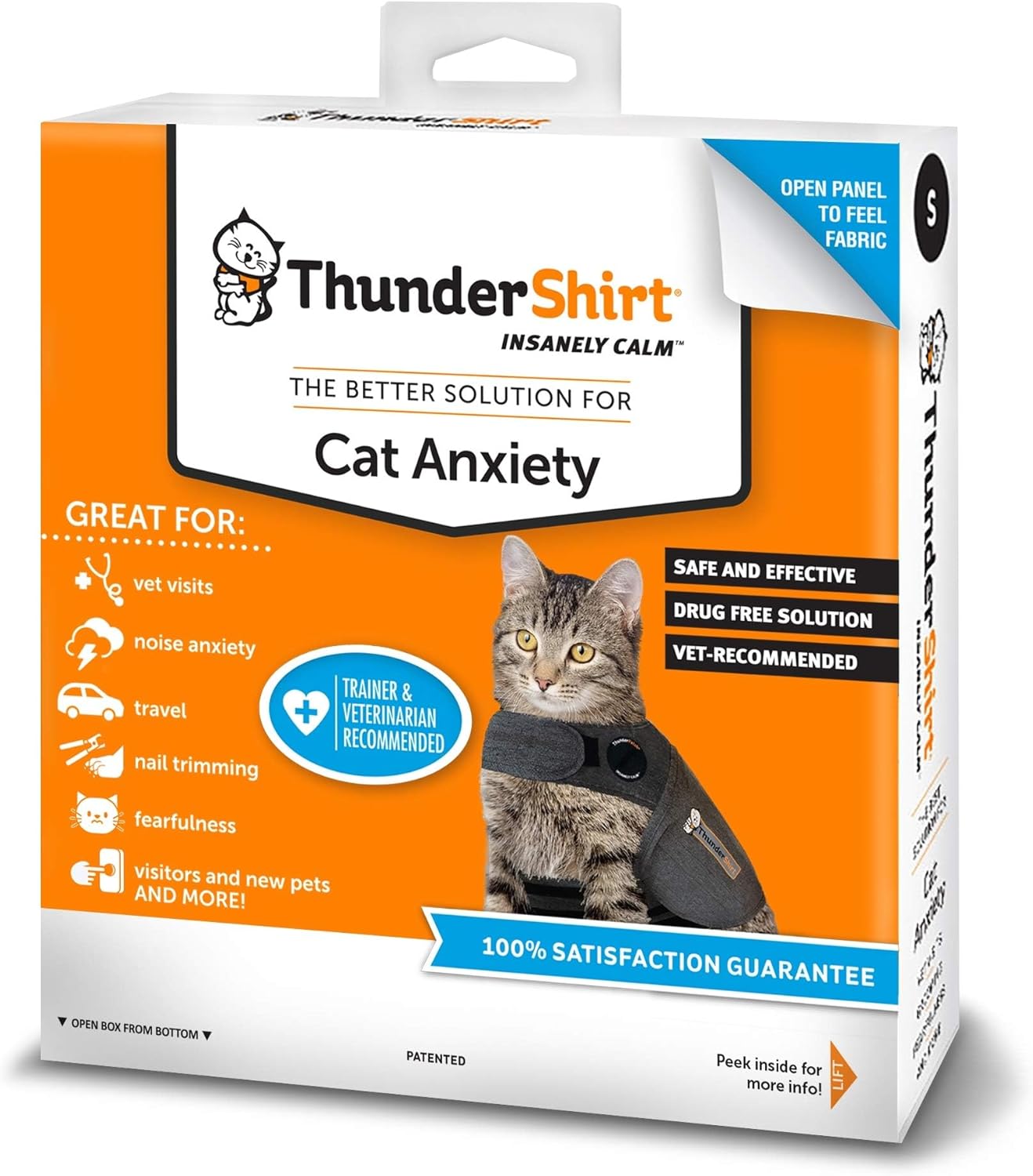 ThunderShirt Classic Cat Anxiety Jacket, Solid Gray, Small