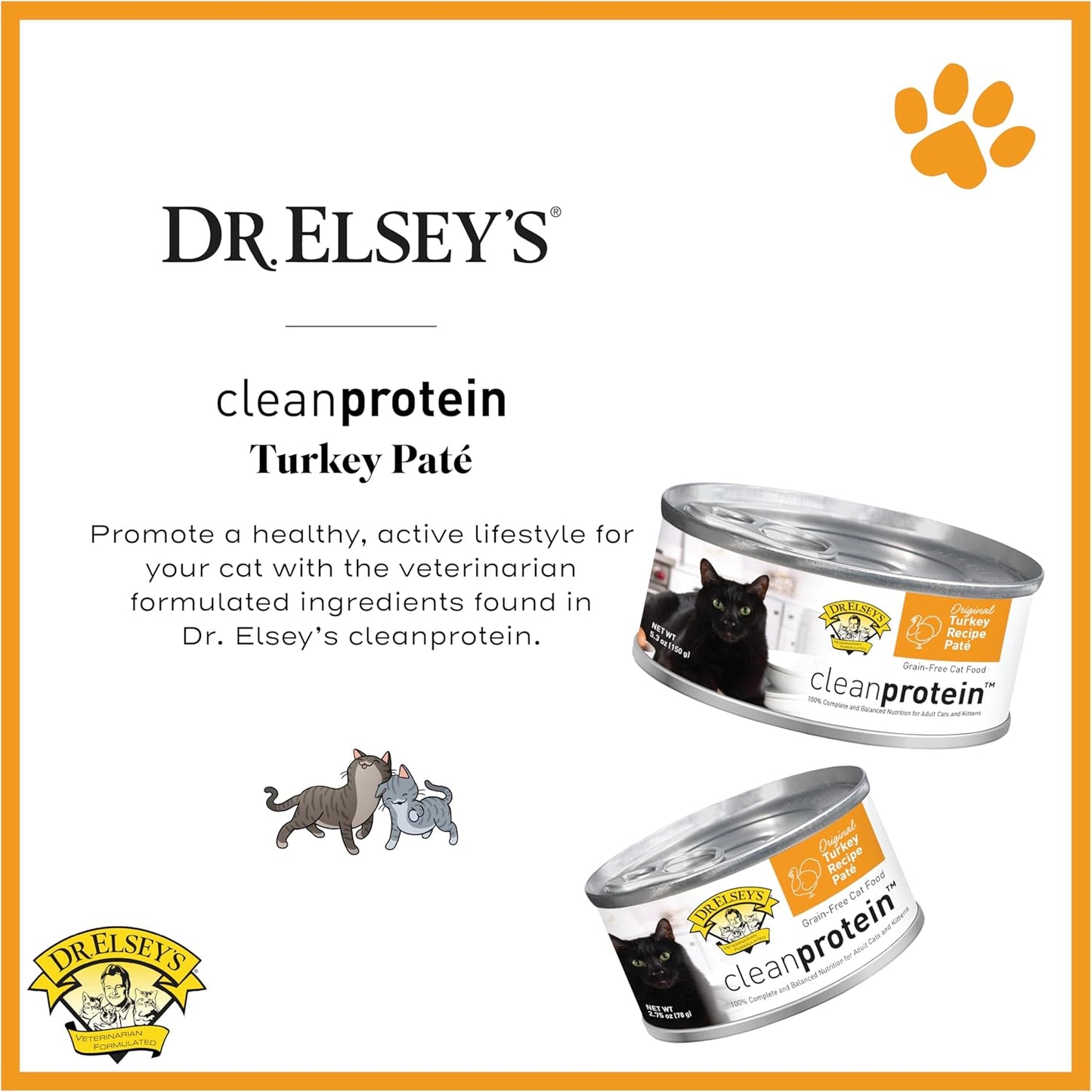 Dr. Elsey's cleanprotein Original Turkey Recipe Wet Cat Food, 2.75 oz Can (Pack of 24)