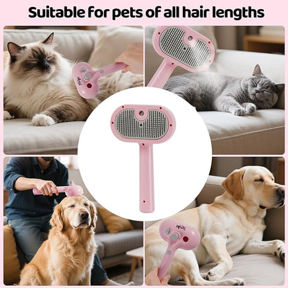 Cat Steam Brush-3 in 1 Pet Brush,Dog Shedding Tool Self Cleaning Pet Spray Depilation Comb with Release Button,Dog Steam Brushs,Cat Grooming Supplies for Long Short Haireds