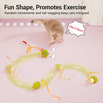 Potaroma Interactive Cat Toy with Motion Sensor, Chirping Sound & Catnip – Funny Grenade Design with Mesh Tail, Rechargeable Smart Rolling Ball for Bored Indoor Kittens & Adult Cats 3 Inches