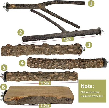 Bird Toys, Natural Parrot Toys for Small Macaws, Budgies, Lovebirds, Finches, Small and Medium Sized Birds Peppercorn Wood Apple Tree Perch Wood Set