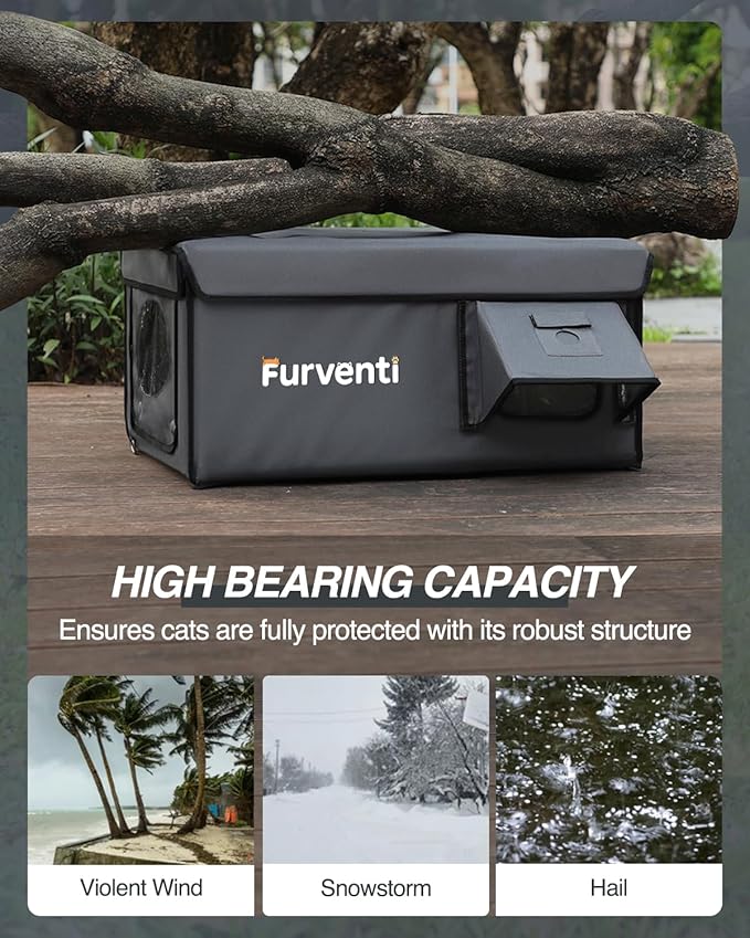 Outdoor Heated Cat House in Winter,Extremely Insulated & Weatherproof,Feral Cat Shelter with Waterproof Eaves & Escape Door for Outside Stray Barn Cat(Dark Grey,23.6"x16.5"x13.4")