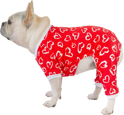 CuteBone Small Dogs Valentines Outfit Soft Puppy Onesies Pjs Dog Pajamas Pet Coat Cat Apparel Comfy Doggie Jumpsuit Bodysuit for All Seasons P202L