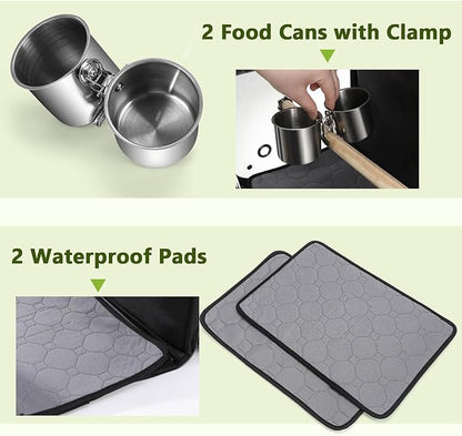 Pecute Bird Carrier Backpack, Parrots Bird Backpack with Visible Window, Adjustable Height Standing Perch, Feeding Cans, Waterproof Pads, Lightweight Foldable Birds Travel Cage for Hiking Camping