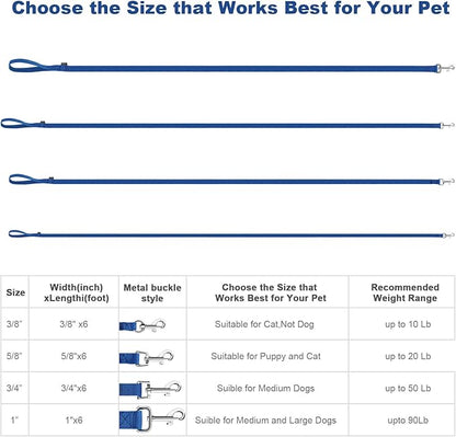 AMAGOOD 6 FT Puppy/Dog Leash, Strong and Durable Traditional Style Leash with Easy to Use Collar Hook, Great for Small, Medium and Large Dogs (1 in x 6 ft(Pack of 1), Blue)