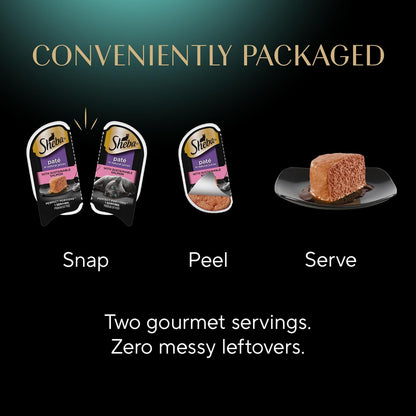 Sheba Perfect Portions Wet Cat Food Pate Savory Chicken, with Sustainable Salmon, and Roasted Turkey Entree Variety Pack, 2.6 oz. Twin-Pack Trays (18 Count, 36 Servings) (Pack of 2)