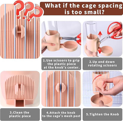 No Mess Bird Feeder Water Dispenser for Cage, Parakeet Cage Accessories, Bird Cage Feeder Waterer for Parrots Cockatiel Canary Budgies Finches (Feeding Door Over 3.15x3.15 inch)
