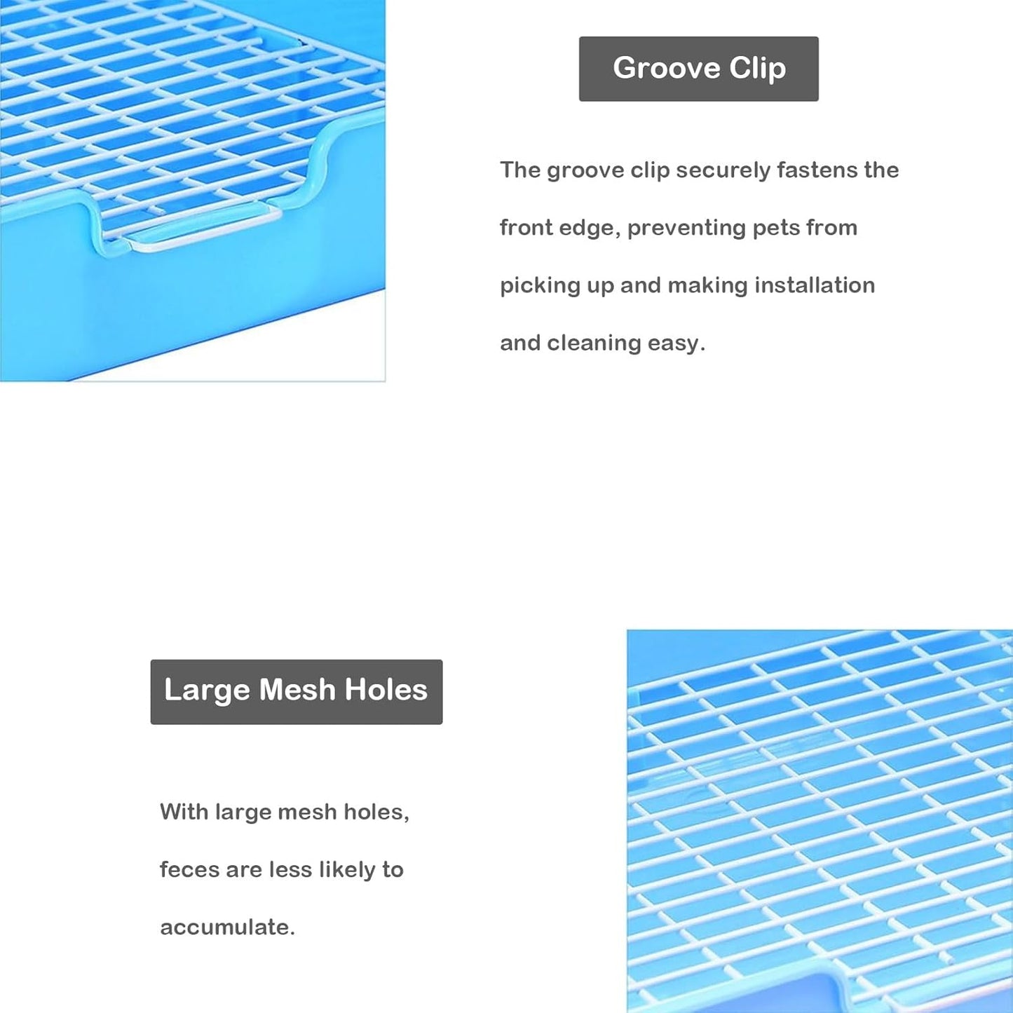 Rabbit Litter Box with Hay Bag, 4-in-1 Rabbit Potty Toilet Feeding Cleaning Set for Dwarf Bunny Guinea Pig Chinchilla (Blue)