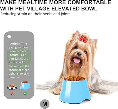 Dog Bowls,Cone Friendly Non Slip Single Dog Bowl with Stainless Steel Inner, Raised Bowls for Small Dogs Spaniel Dogs Long Ear, High Capacity, M/2 Cup Aqua Blue