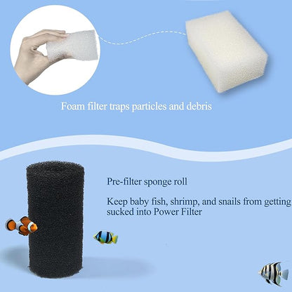 NEWKE 4 Sets of Upgraded Three-Stage Filtration Tank Filter for AquaClear 70 Power Filter, 4 Sets of Maintenance Kit Refills for Fish Tank Filter for 40- to 70-Gallon Aquariums