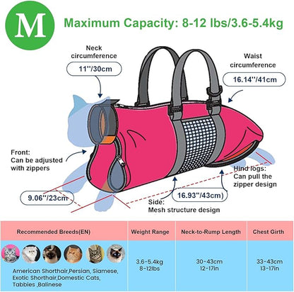 Cinf Cat Nail Clipping Cleaning Grooming Restraint Bag No Scratching Biting for Bathing Nail Trimming Injecting Examining(Rose Red,M)