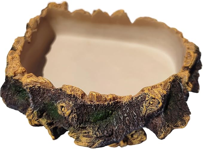 Bearded Dragon Tank Accessories, Tree Stump Bearded Dragon Food Bowl, Reptile Water Dish for Leopard Geckos, Crested Geckos, Hermit Crabs, Frogs and Corn Snakes