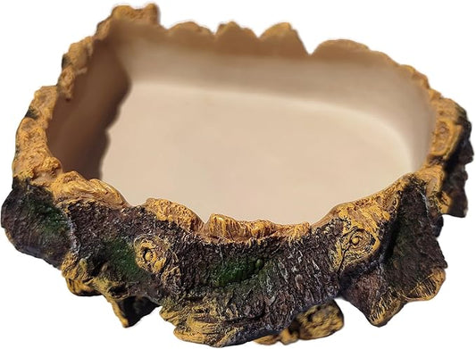 Bearded Dragon Tank Accessories, Tree Stump Bearded Dragon Food Bowl, Reptile Water Dish for Leopard Geckos, Crested Geckos, Hermit Crabs, Frogs and Corn Snakes