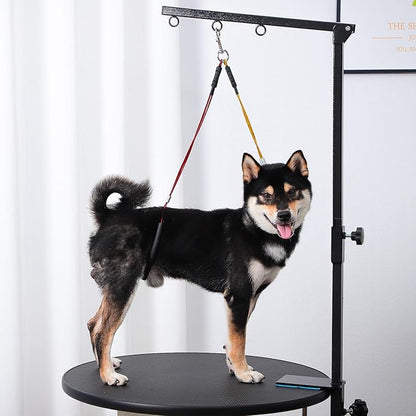 Dog Grooming Table Arm with Hammock - Adjustable Height, Pet Grooming Hammock, No Sit Haunch Holders, Loop Noose Heavy-Duty Clamp (Black)