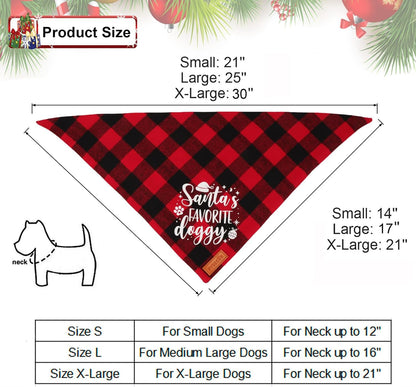PTDECOR 2 Pack Dog Christmas Bandanas, Classic Red Green Plaid Pet Scarf Triangle Bibs Kerchief Christmas Bandanas for Medium Large Dogs Pets (Large)
