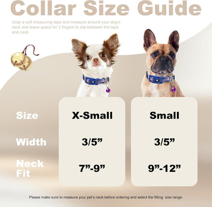 Floral Puppy Collar with Bell - Adjustable Flower Print Dog Collar for Small Dogs, Reflective Soft Comfort Collar for Chihuahua, Pomeranian, Tiny Breeds (XSmall) for Dogs