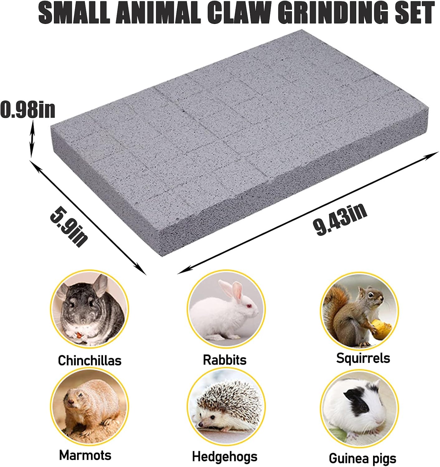 Hamiledyi Rabbit Scratch Foot Pads 2Pack Bunny Grinding Claw Pad Small Animals Lava Grinding Teeth Stone Hamster Chew Sweet Bamboo Treats Toy for Chinchilla Ferret Guinea Pig Rat Gerbil Hedgehog Grey