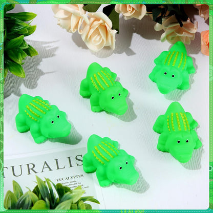 Lenwen 100 Pcs Rubber Crocodile Bath Toy Bulk Mini Alligator Toys Crocodile Bathtub Toys Float Squeak Toys for Summer Pool Parties Halloween Christmas Party Birthday Decoration, 2.8 x 1.3 x 1.3 Inch