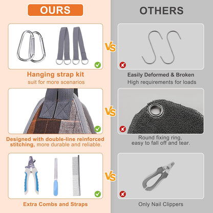 BEAUTYZOO Dog Grooming Hammock Harness for Nail Trimming - Adjustable Pet Restraint Sling for Small Medium Large Dogs/Cats - Secure Hanging Holder for Nail Clipping & Grooming (Orange Thanksgiving)