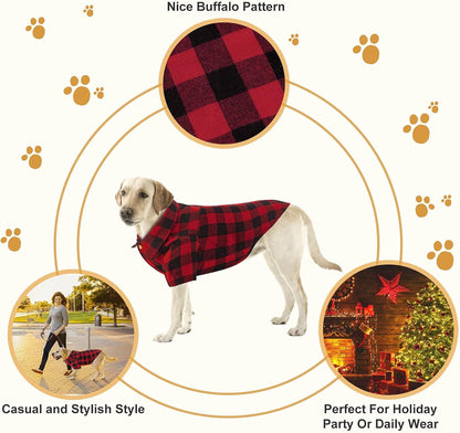 Plaid Dog Shirt Red Buffalo Dog Outfit Soft Casual Pet Clothes for Small Medium Large Dogs Puppy Cats Halloween Thanksgiving Christmas Costumes(M)